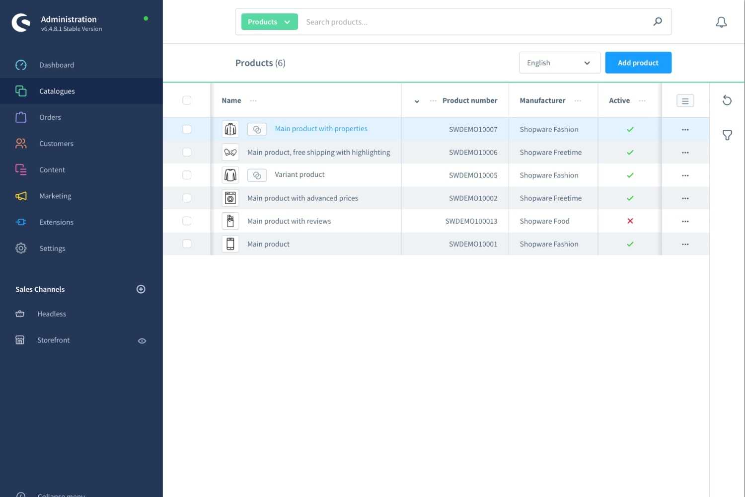 A preview of the Shopware Frontends administration A preview of the Shopware Frontends administration