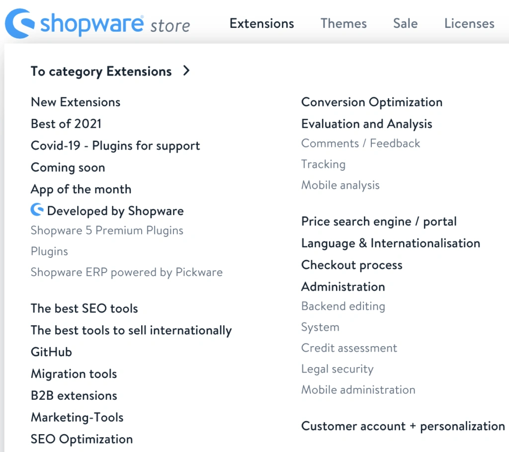 Shopware does have a large amount of helpful extensions